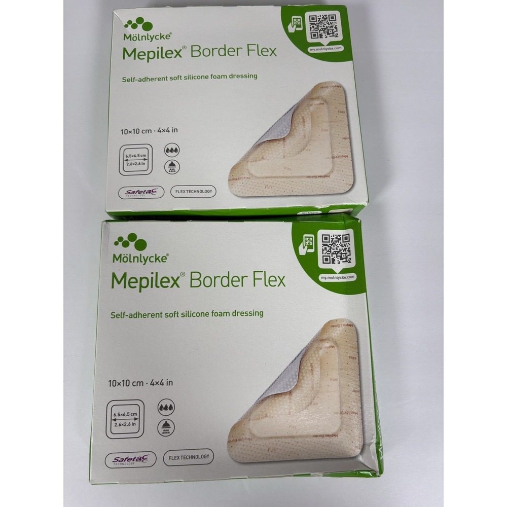 Mepilex Border Flex 4x4 Foam Bandage Dressing 10x10cm Lot 2 Boxes Sealed